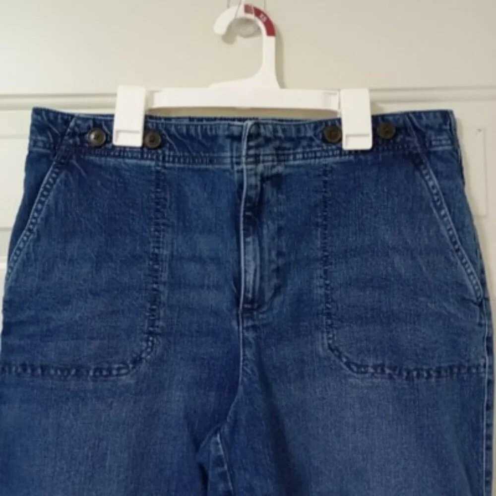 Talbots Jeans Wide-Leg Crop Size 12 Blue Womens